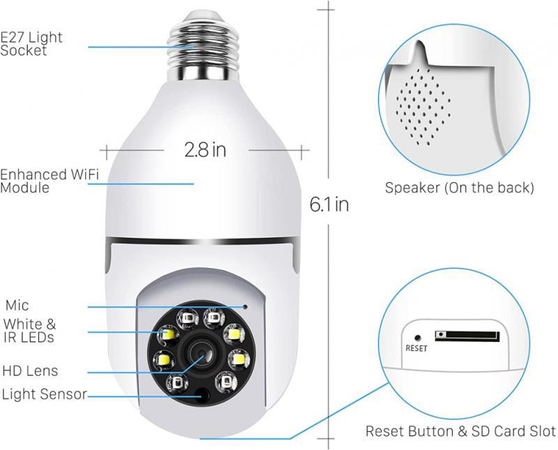 2.4G/5G Single-Band Dual-Band Wireless WIFI Light Head Small Yellow Man Camera Cell Phone Remote WiFi Night Vision Light eprolo