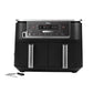 Ninja Foodi Dual Zone Digital Air Fryer, 2 Drawers, 7.6L, 6-in-1, Uses No Oil, Air Fry, Max Crisp, Roast, Bake, Reheat, Dehydrate, Cooks 4-6 Portions, Non-Stick, Dishwasher Safe Baskets, Black AF300UK