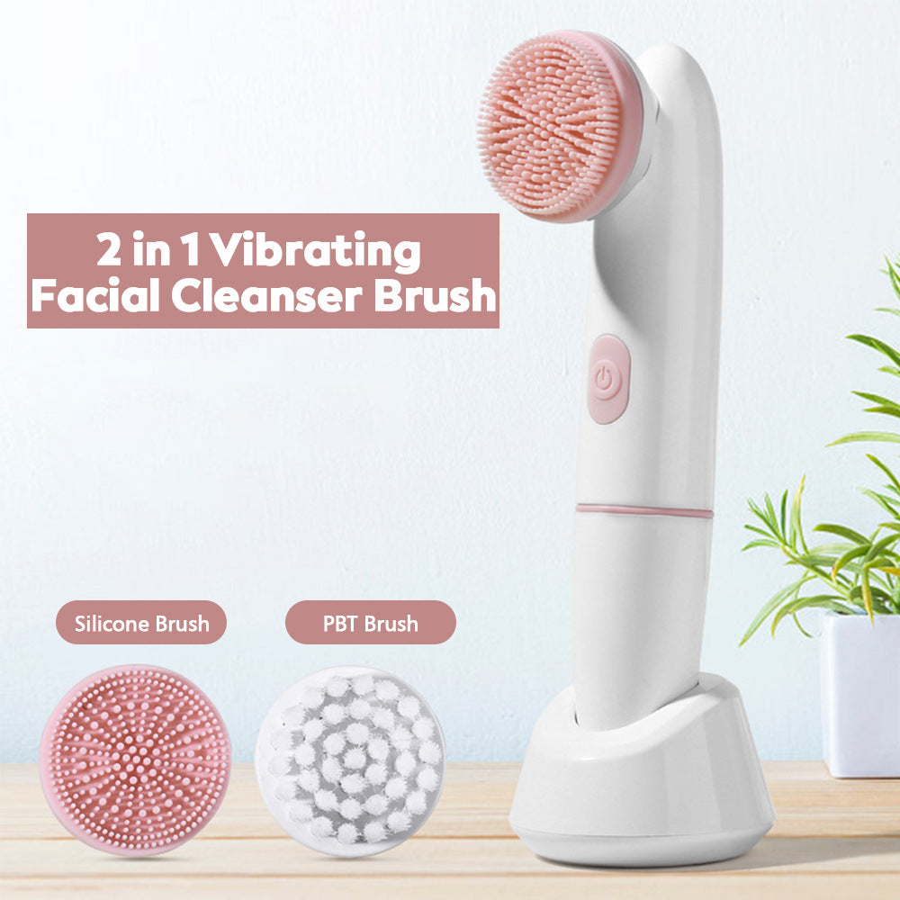 2-Speed 2-In-1 Silicone Facial Cleanser Sonic Vibration Face Wash Brush Electric Face Wash Pore Cleanser eprolo