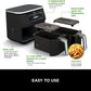 Ninja Foodi Dual Zone Digital Air Fryer, 2 Drawers, 7.6L, 6-in-1, Uses No Oil, Air Fry, Max Crisp, Roast, Bake, Reheat, Dehydrate, Cooks 4-6 Portions, Non-Stick, Dishwasher Safe Baskets, Black AF300UK