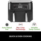 Ninja Foodi Dual Zone Digital Air Fryer, 2 Drawers, 7.6L, 6-in-1, Uses No Oil, Air Fry, Max Crisp, Roast, Bake, Reheat, Dehydrate, Cooks 4-6 Portions, Non-Stick, Dishwasher Safe Baskets, Black AF300UK