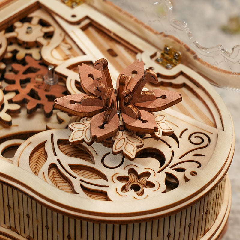 Robotime Rokr Diy Handmade Assembled Toys AMK81 Magic Piano Mechanical Music Box Model Kit 3D Wooden Puzzles - Best Find