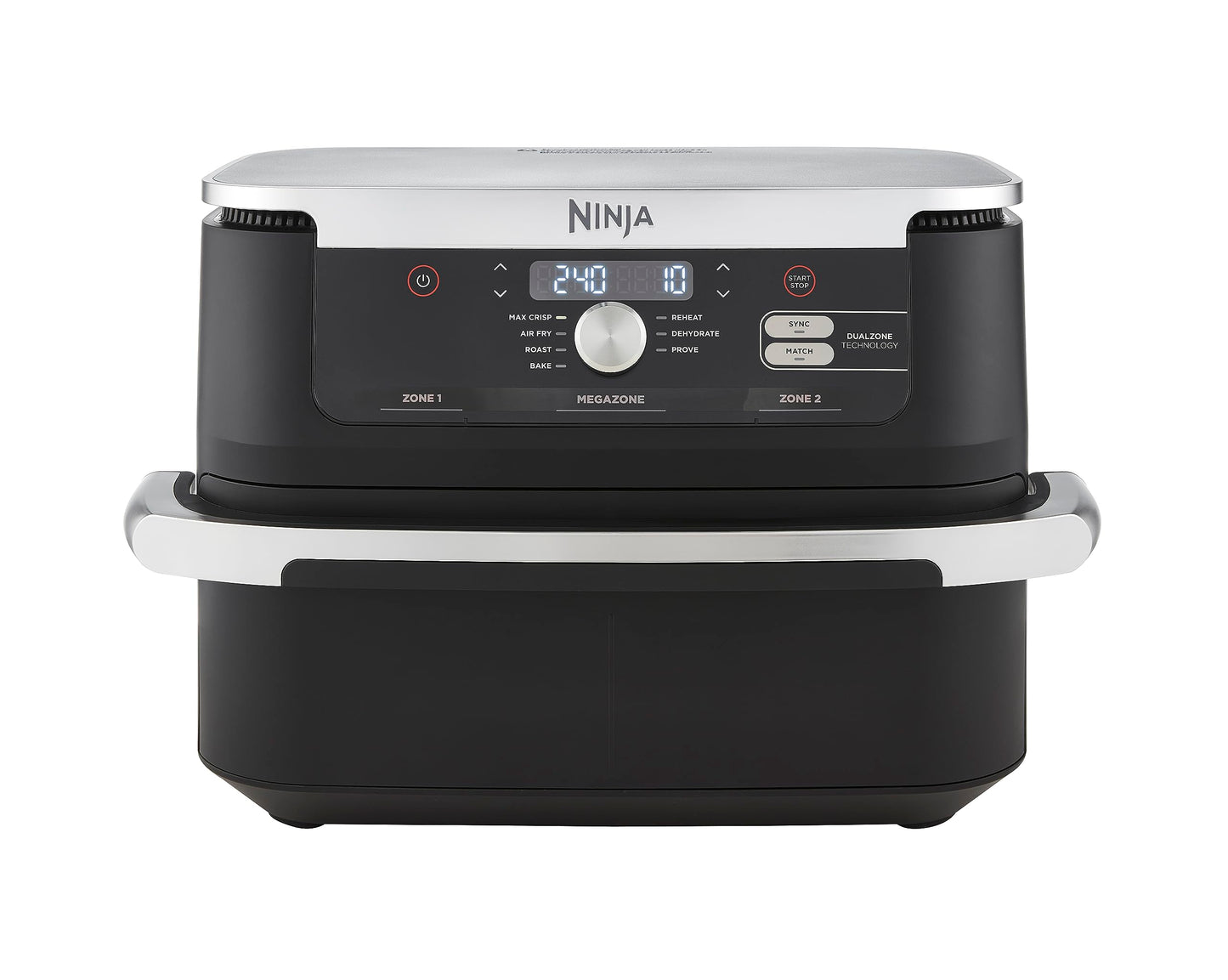 Ninja Foodi Dual Zone Digital Air Fryer, 2 Drawers, 7.6L, 6-in-1, Uses No Oil, Air Fry, Max Crisp, Roast, Bake, Reheat, Dehydrate, Cooks 4-6 Portions, Non-Stick, Dishwasher Safe Baskets, Black AF300UK