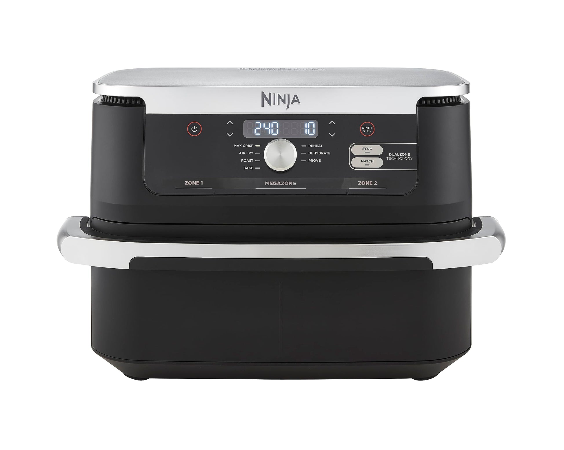 Ninja Foodi Dual Zone Digital Air Fryer, 2 Drawers, 7.6L, 6-in-1, Uses No Oil, Air Fry, Max Crisp, Roast, Bake, Reheat, Dehydrate, Cooks 4-6 Portions, Non-Stick, Dishwasher Safe Baskets, Black AF300UK