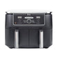 Ninja Foodi Dual Zone Digital Air Fryer, 2 Drawers, 7.6L, 6-in-1, Uses No Oil, Air Fry, Max Crisp, Roast, Bake, Reheat, Dehydrate, Cooks 4-6 Portions, Non-Stick, Dishwasher Safe Baskets, Black AF300UK