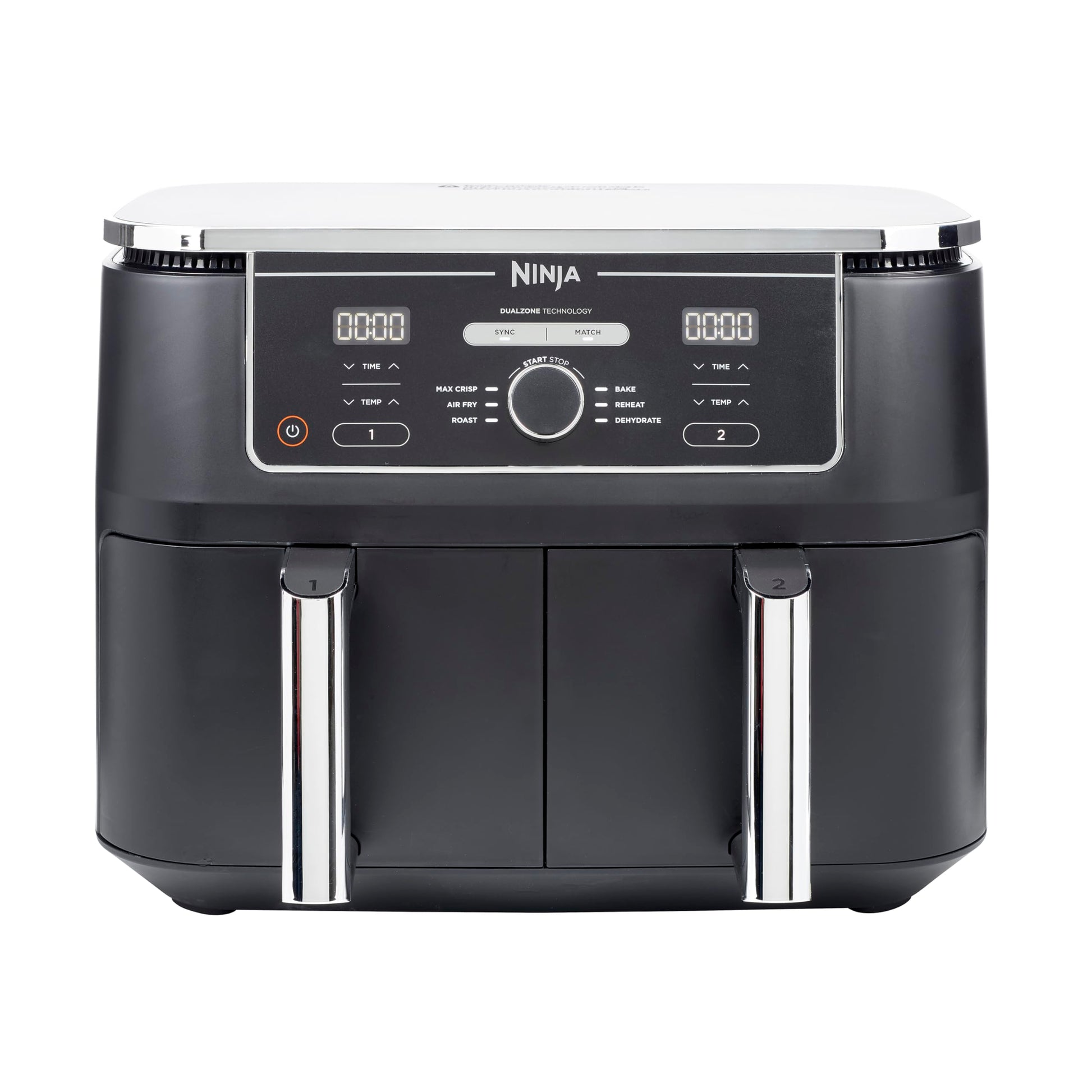 Ninja Foodi Dual Zone Digital Air Fryer, 2 Drawers, 7.6L, 6-in-1, Uses No Oil, Air Fry, Max Crisp, Roast, Bake, Reheat, Dehydrate, Cooks 4-6 Portions, Non-Stick, Dishwasher Safe Baskets, Black AF300UK
