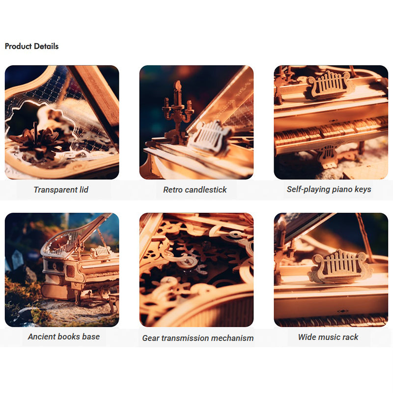 Robotime Rokr Diy Handmade Assembled Toys AMK81 Magic Piano Mechanical Music Box Model Kit 3D Wooden Puzzles - Best Find