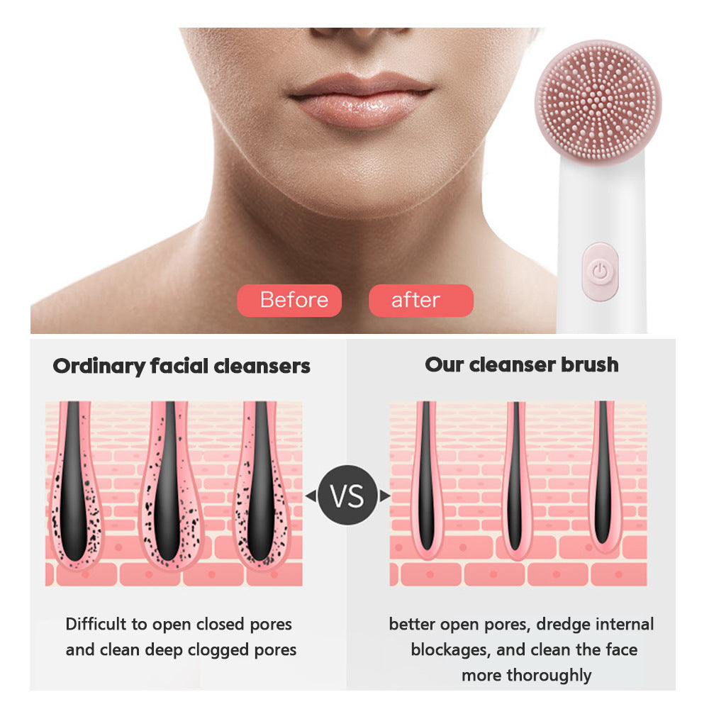 2-Speed 2-In-1 Silicone Facial Cleanser Sonic Vibration Face Wash Brush Electric Face Wash Pore Cleanser eprolo