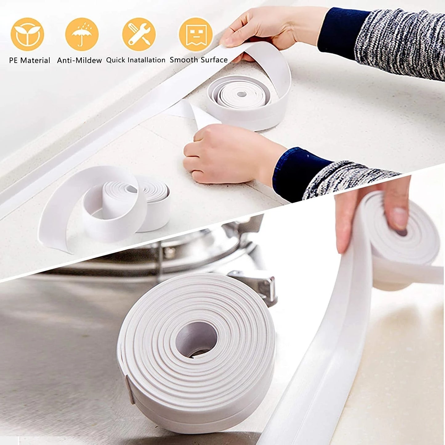 2021 Bathroom Shower Sink Bath Sealing Strip Tape White PVC Self adhesive Waterproof Wall Sticker for Bathroom Kitchen Best Find