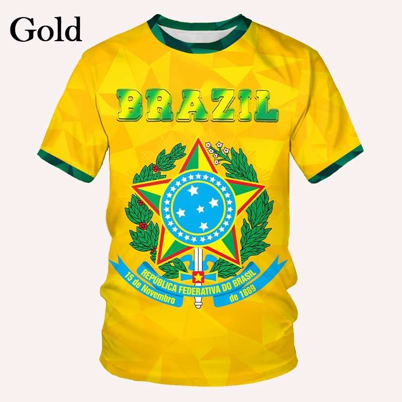 2022 New Fashion Brazil Flag 3d T Shirt Men/Women Casual Round Neck Short Sleeve Sports T-shirt