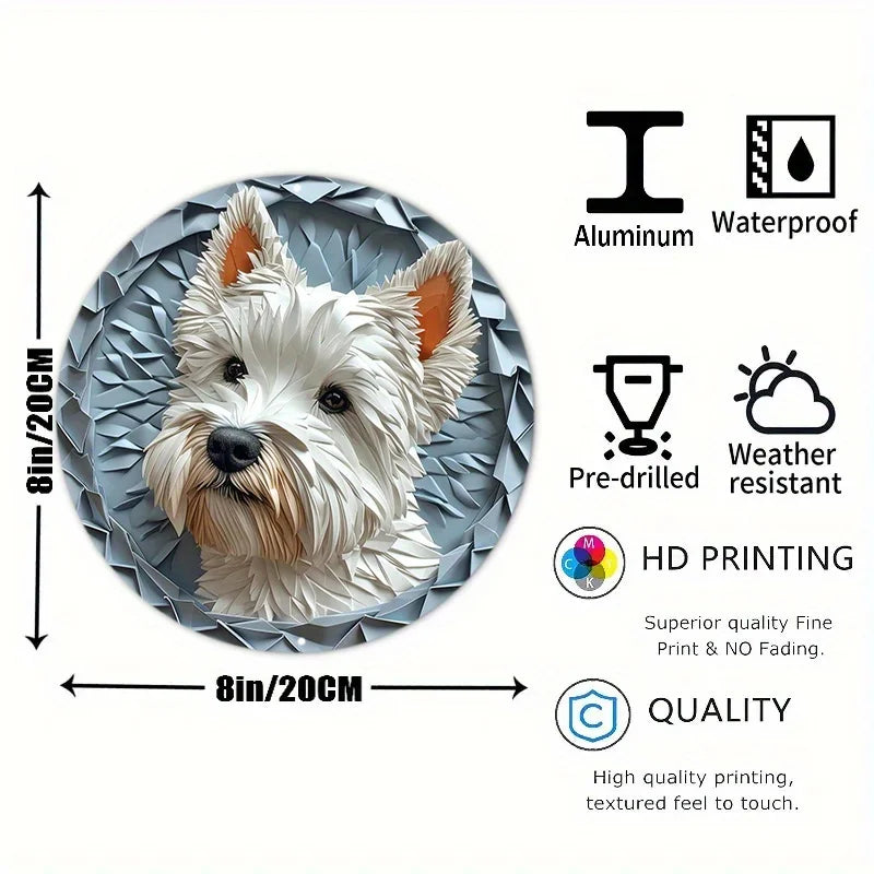 White Terrier Theme Decoration Faux Origami Window Decorations Round Wreath Sign Apartment Decoration Thanksgiving Day Gifts - Best Find
