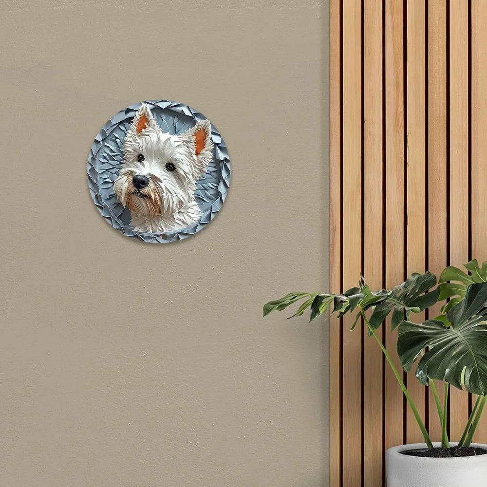 White Terrier Theme Decoration Faux Origami Window Decorations Round Wreath Sign Apartment Decoration Thanksgiving Day Gifts - Best Find