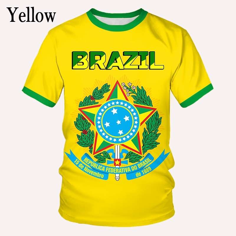 2022 New Fashion Brazil Flag 3d T Shirt Men/Women Casual Round Neck Short Sleeve Sports T-shirt