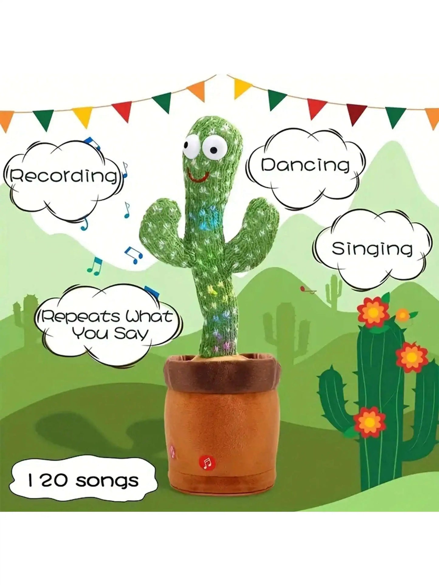 1pc-Dancing Talking Cactus Toys For Baby Boys And Girls, Singing Mimicking Recording Repeating What You Say Sunny Cactus Up Plus Best Find