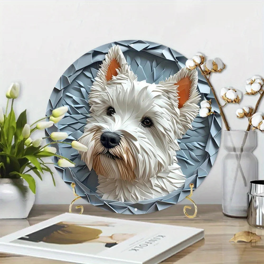 White Terrier Theme Decoration Faux Origami Window Decorations Round Wreath Sign Apartment Decoration Thanksgiving Day Gifts - Best Find