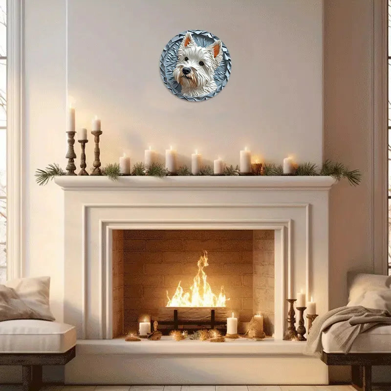 White Terrier Theme Decoration Faux Origami Window Decorations Round Wreath Sign Apartment Decoration Thanksgiving Day Gifts - Best Find