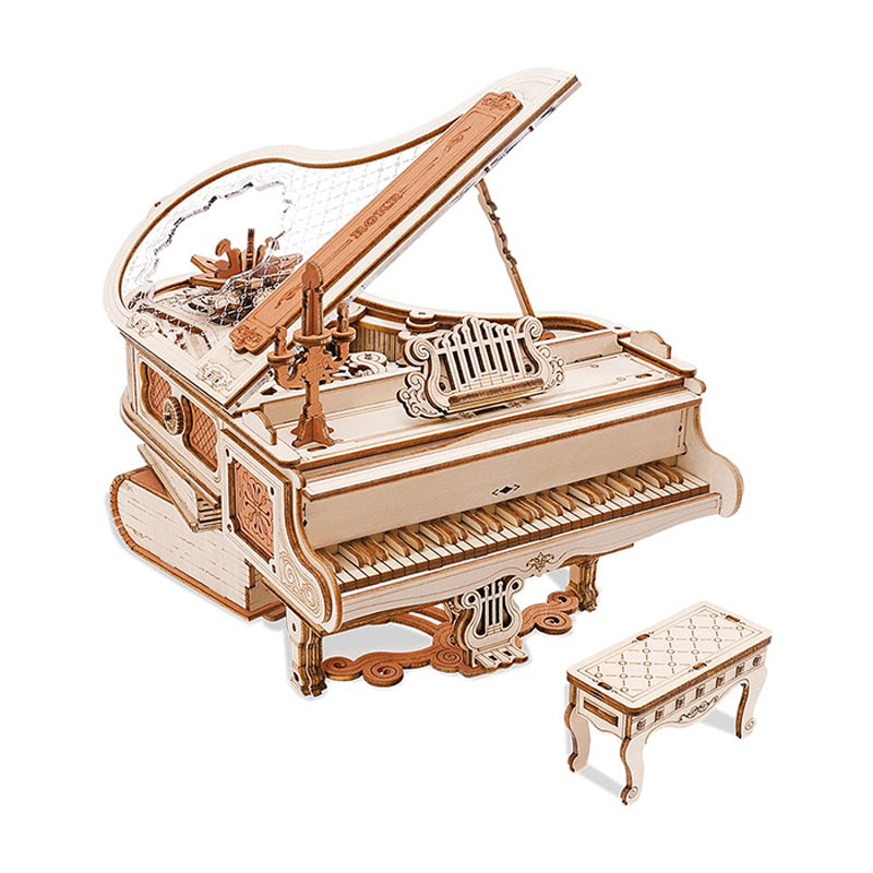 Robotime Rokr Diy Handmade Assembled Toys AMK81 Magic Piano Mechanical Music Box Model Kit 3D Wooden Puzzles - Best Find