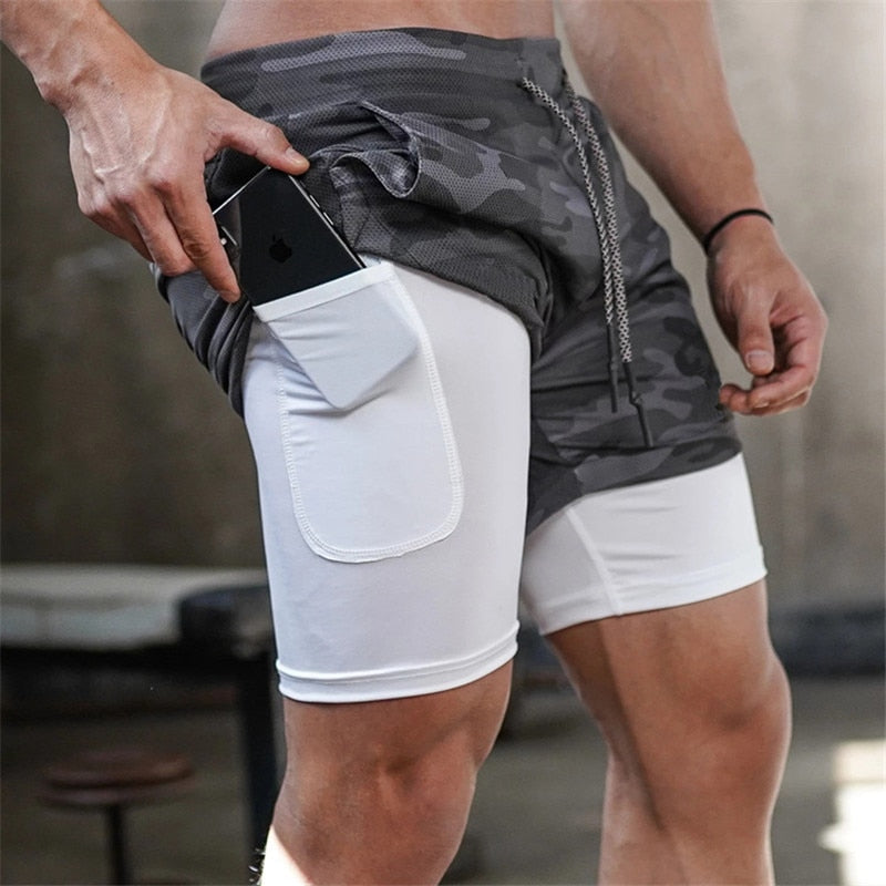 2022 Camo Running Shorts Men 2 In 1 Double-deck Quick Dry GYM Sport Shorts Fitness Jogging Workout Shorts Men Sports Short Pants Best Find